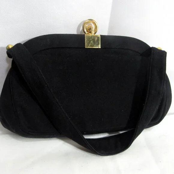 BIENEN - DAVIS VINTAGE WOOL HANDBAG PURSE GOLD TONE HARDWARE SUPER NICE 1940'S - Picture 2 of 9